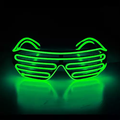 Neon Green Flashing Glowing Shutter Rave Glasses  - (light green, black frame), Aquat